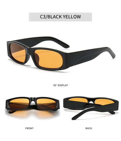 Hiphop Style Narrow Frame Black Sunglasses Men's Retro Effortless Orange Sunglasses UV400