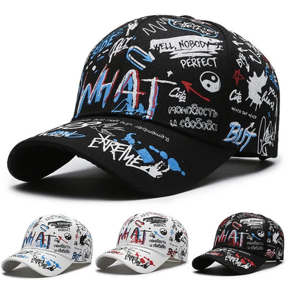New Fashion Women Men Graffiti Cotton Baseball Cap Unisex Printed Snapback Hat Hip Hop Trendy Outside Cap Hat for Men Women