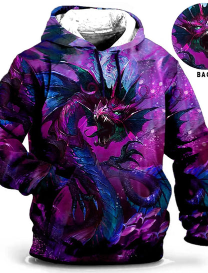 Chinese New Year Dragon Hoodie Mens Graphic Animal Prints Daily Classic Casual 3D Pullover Streetwear Hoodies Long Sleeve Hooded