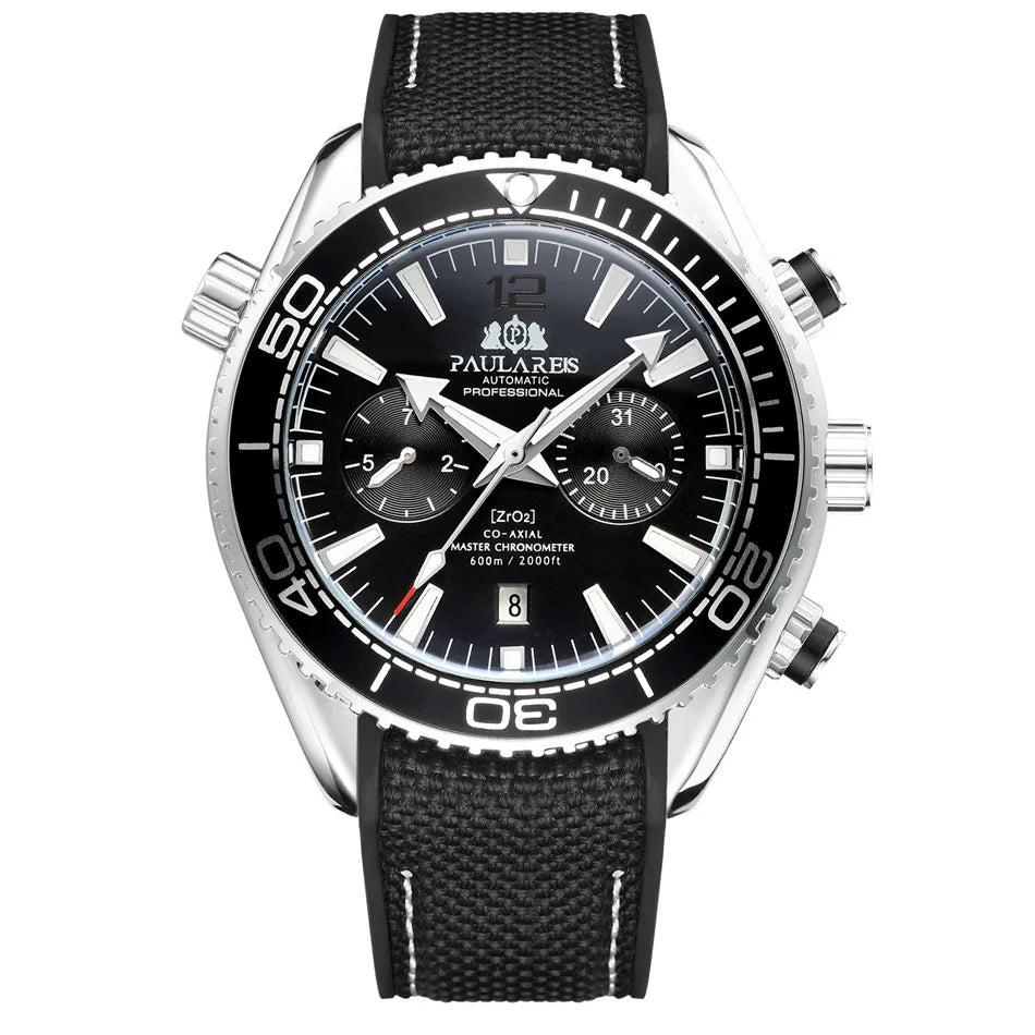 Classic Luxury Men Automatic Watch Multifunction Mechanical Wristwatch Rubber Strap Waterproof Week Date Watches Reloj Hombre