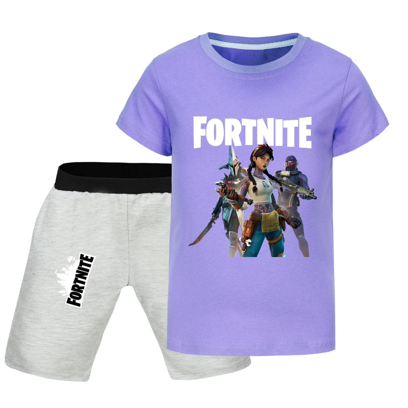 Fortnite Summer Kids Cartoon T-shirts Shorts Two-piece Set Baby Boys Tracksuit Girls Outfits 505