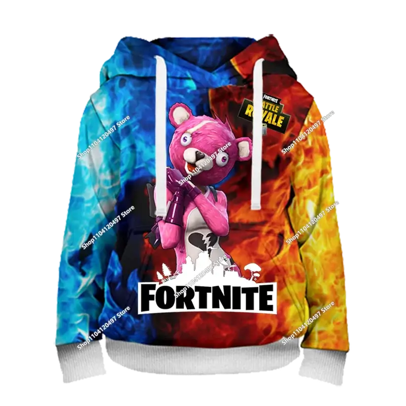 Суитшъри с качулка за момчета и момичета Fortnite, детски пуловер с 3D принт, суитшъри Battle Royale за мъже, есенна модна детска дреха