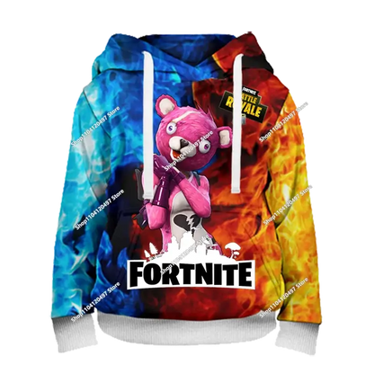 Суитшъри с качулка за момчета и момичета Fortnite, детски пуловер с 3D принт, суитшъри Battle Royale за мъже, есенна модна детска дреха