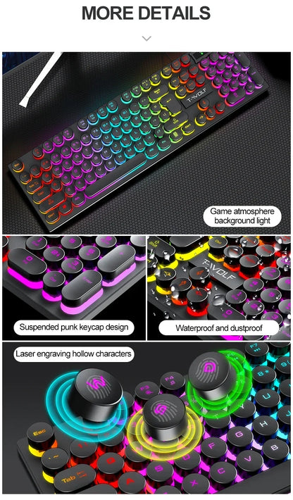 2026NEW RGB Gaming Mechanical Keyboard USB Wired 104 Keys Keyboard Backlit Black Red Blue Light for Computer Laptop Pro Keyboard