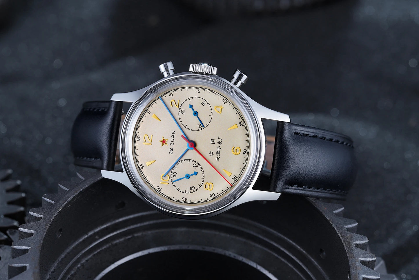 Seagull 1963 International Edition Men's Mechanical Watch Chronograph Pilot Manual Winding Watch ST1901 Black Leather Strap Hot