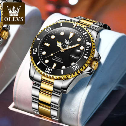 OLEVS Watches Man Fashion Luxury Automatic Mechanical Watch Waterproof Luminous Date Men's Watch Waterproof Luminous Box Gift