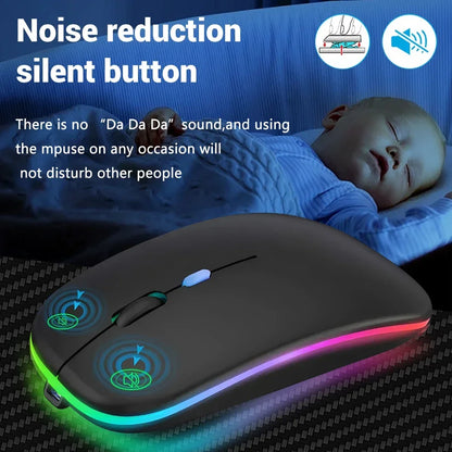 Ratón inalámbrico recargable de doble modo, compatible con Bluetooth y USB 2.4G, para ordenador, portátil, iPad, tablet y notebook, ratón gaming
