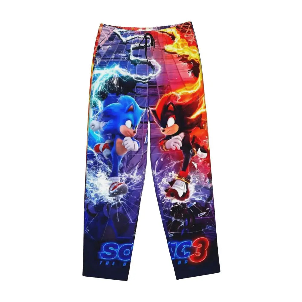 Custom Women Soniced Pajama Pants Printed Hedgehog Game Sleep Sleepwear Bottoms with Pockets