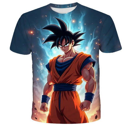 2026 Summer Anime Dragon Ball Z Super Saiyan Men's Clothing Kids CosPlay Goku T-shirt Japanese T-shirt Breathable Short Sleeves