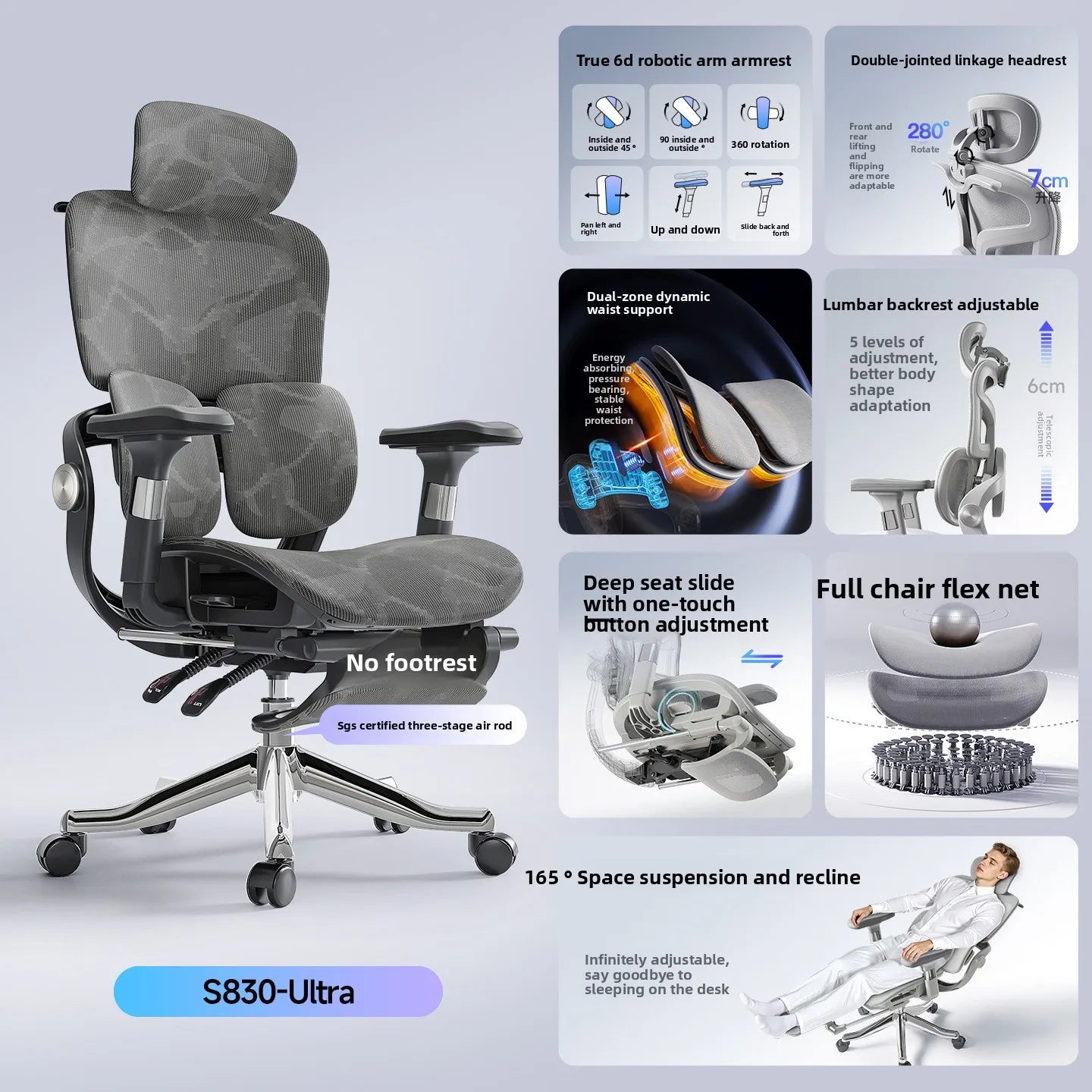 Stable Ergonomic Office Chair with Lumbar Support, Adjustable Height Computer Chair, Gaming Chair with Waist Protection, Swivel Desk Chair