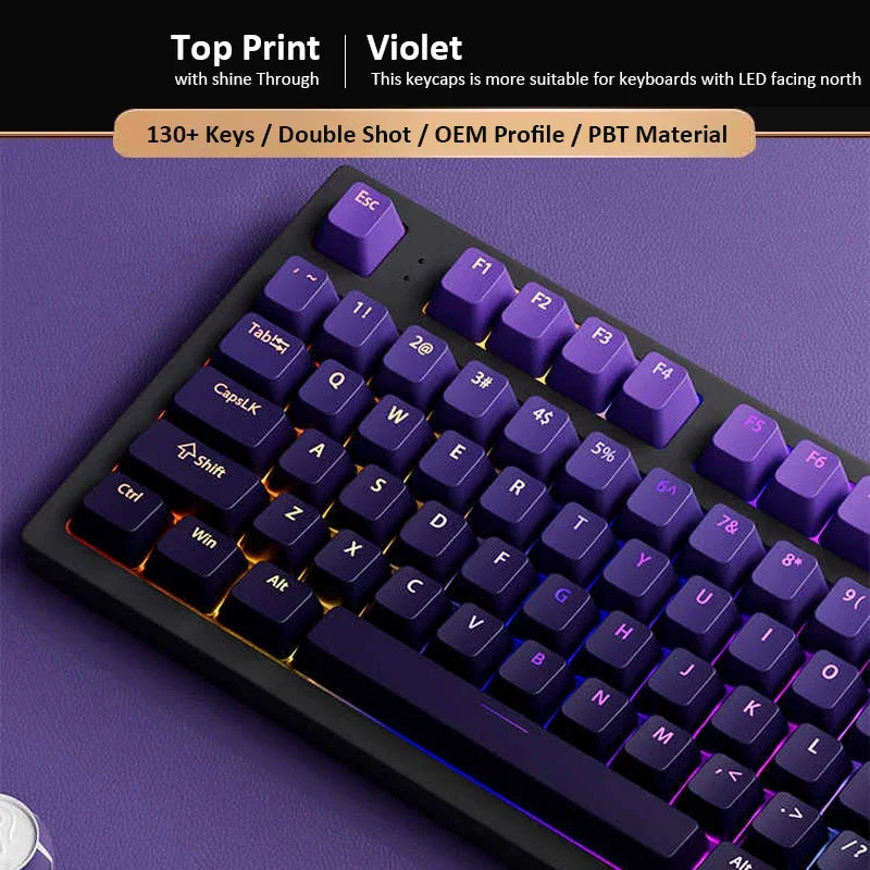 133+ Keys OEM Profile Gradient Keycaps For Cherry MX Switch Mechanical Gamer Keyboard PBT backlit RGB Keycap ISO Layout Key caps