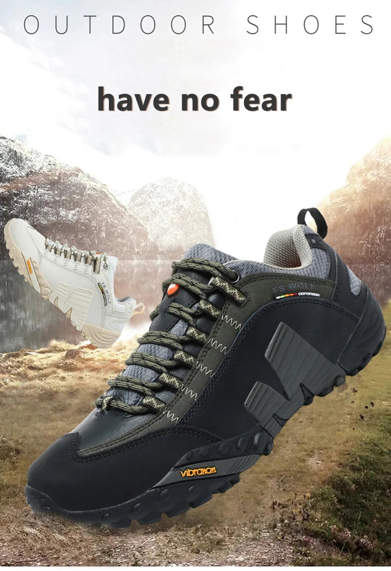 Mountaineering Shoes Men's Genuine Leather Outdoor Sports Anti Slip Mountaineering Hiking Shoes Breathable Tourism Shoes