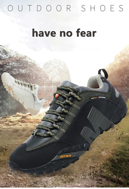 Mountaineering Shoes Men's Genuine Leather Outdoor Sports Anti Slip Mountaineering Hiking Shoes Breathable Tourism Shoes