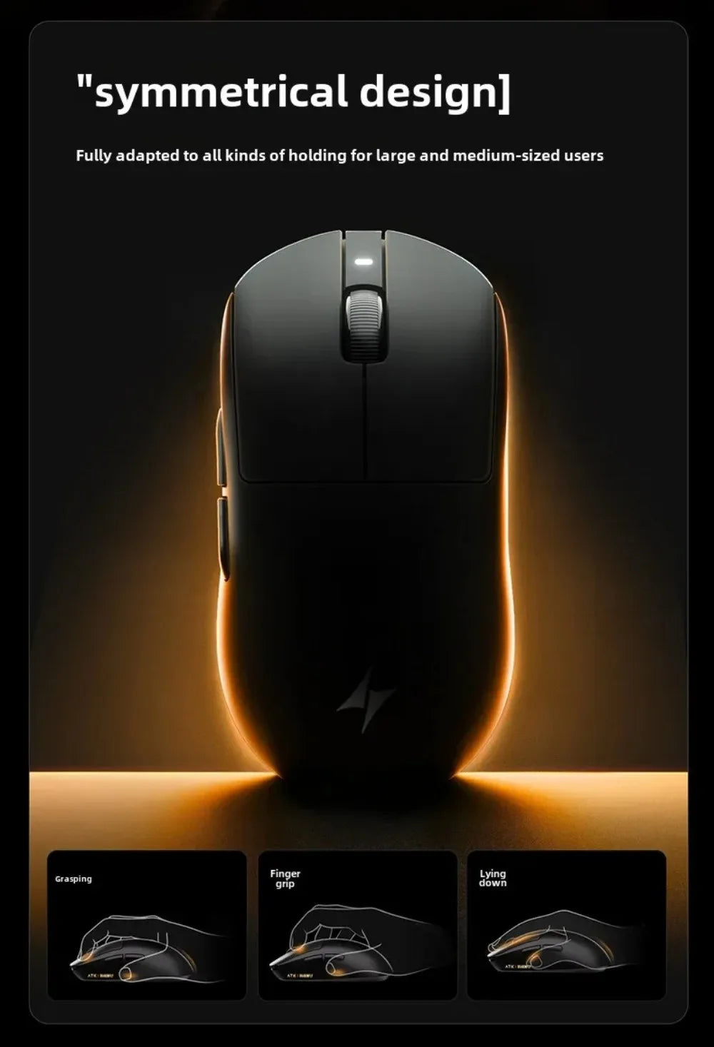 ATK Dragonfly A9 kabellose Bluetooth-Gaming-Maus, ergonomisches Design, schnelle Reaktion, PAW3950 Ultra, 800mAh, leicht, 8KHz, E-Sports