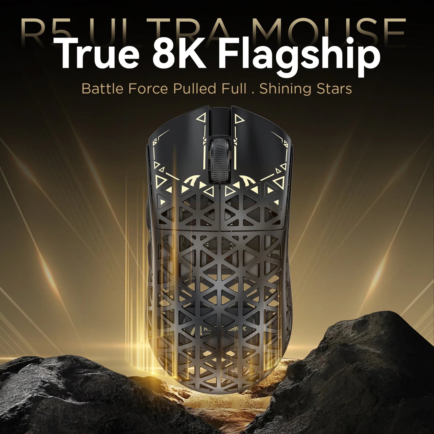 ATTACK SHARK R5 Ultra Carbon Fiber kabellose Gaming-Maus, PixArt PAW3950MAX Gaming-Sensor, 42000DPI, 8000Hz, MCU Nordic 52840