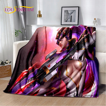 Overwatch Gamer DVA Reaper Manta Macia de Peluche, Manta de Flanela para Sala de Estar, Quarto, Cama, Sofá, Piquenique, Criança, 3D