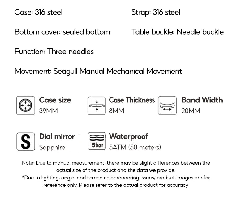FARASUTE Manual Mechanical Men's Watch Seagull Movement Sapphire Crystal Business Waterproof Regulateur Men's Watch