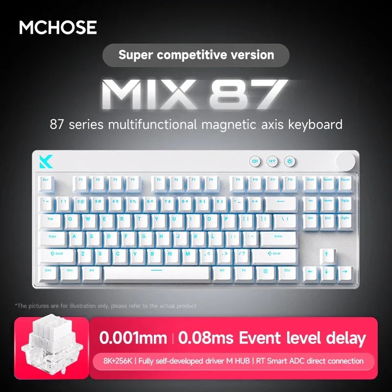Mchose Mix87 Magnetic Switch Keyboard Wired Gaming Keyboard 8K+256K Esport 0.08ms Low Latency E-Sports Custom Gamer Accessories