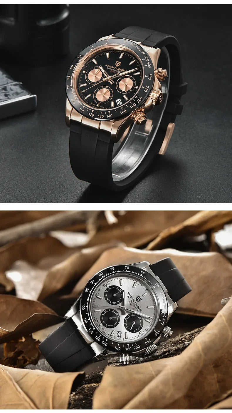 PAGANI DESIGN 40MM V2 Sky Blue Dial Classics Men Quartz Watches Sapphire Retro Chronograph Stainless Steel Waterproof Watch Men