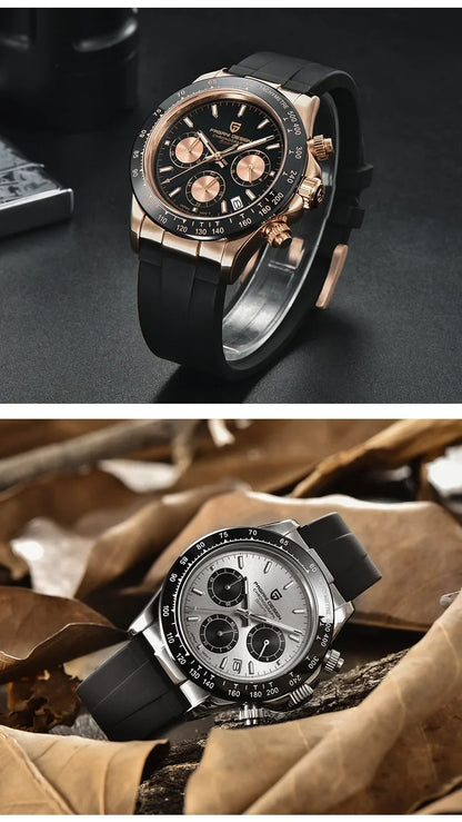 PAGANI DESIGN 40MM V2 Sky Blue Dial Classics Men Quartz Watches Sapphire Retro Chronograph Stainless Steel Waterproof Watch Men