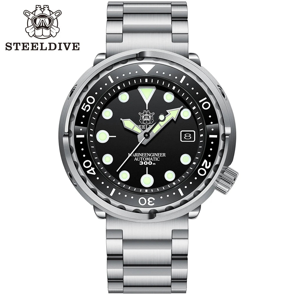 STEELDIVE SD1975 Mens Automatic Watches Men Dive Watch 300m Waterproof Mechanical Wristwatch C3 Luminous Clock Sapphire Mirror