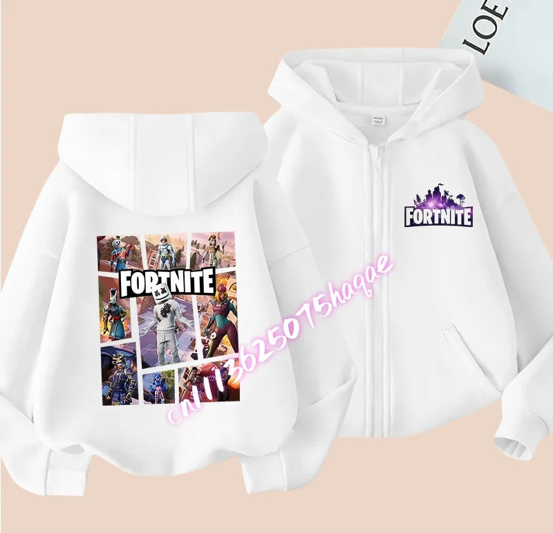 Kid Outdoor Jacket Cartoon FORTNITED Girl Boy Sweatshirt Coat High-Quality Thin Windbreaker Girl Autumn Zip Jacket Clothing Tops
