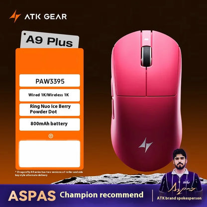 ATK A9 Ultra Wireless Gaming Mouse Tri-Mode 8K, 53g Lightweight Gaming Mouse with Bluetooth, 2.4GHz & Wired, Esports Mouse for PC