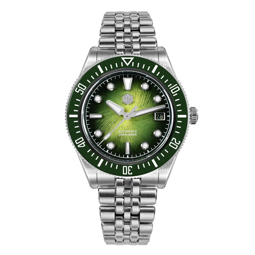 San Martin 40mm Men's Luxury Diver Watch Miyota 9015 Enamel Sunburst Dial Automatic Mechanical Wristwatch Waterproof 200m SN0148