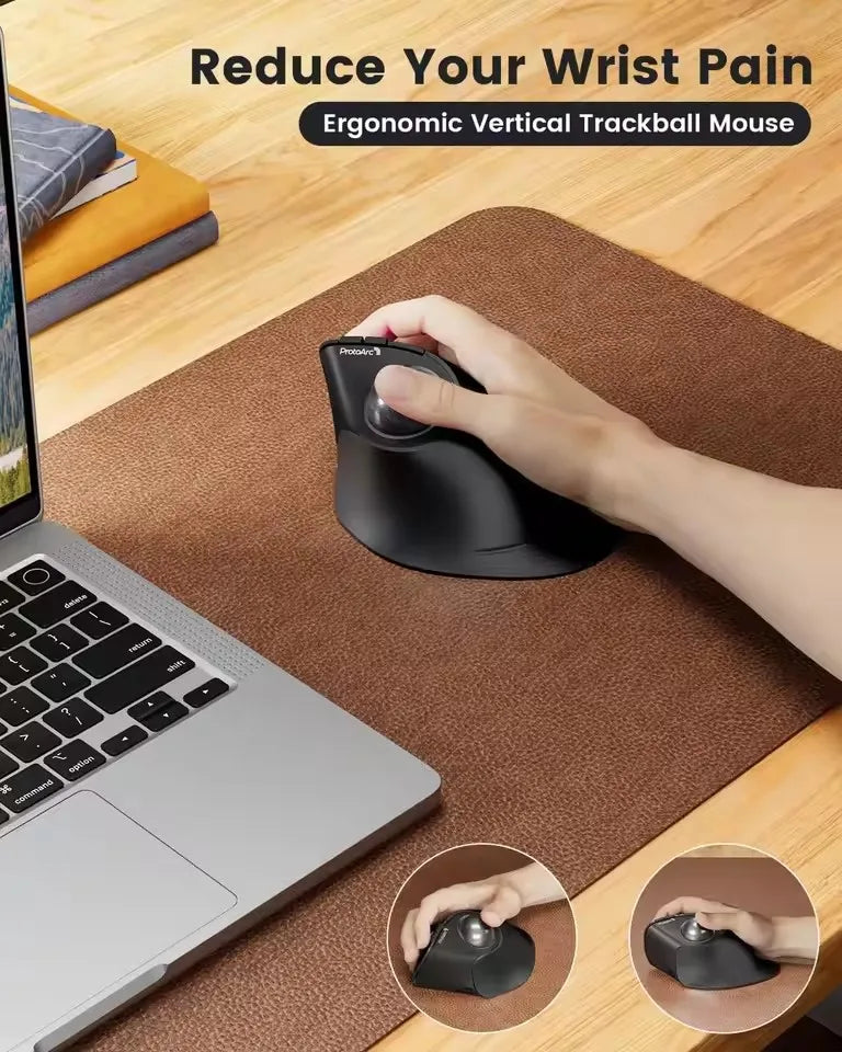 ProtoArc EM05NL Ratón trackball inalámbrico recargable Bluetooth ergonómico vertical con bola para ordenador, iPad, Mac y Windows