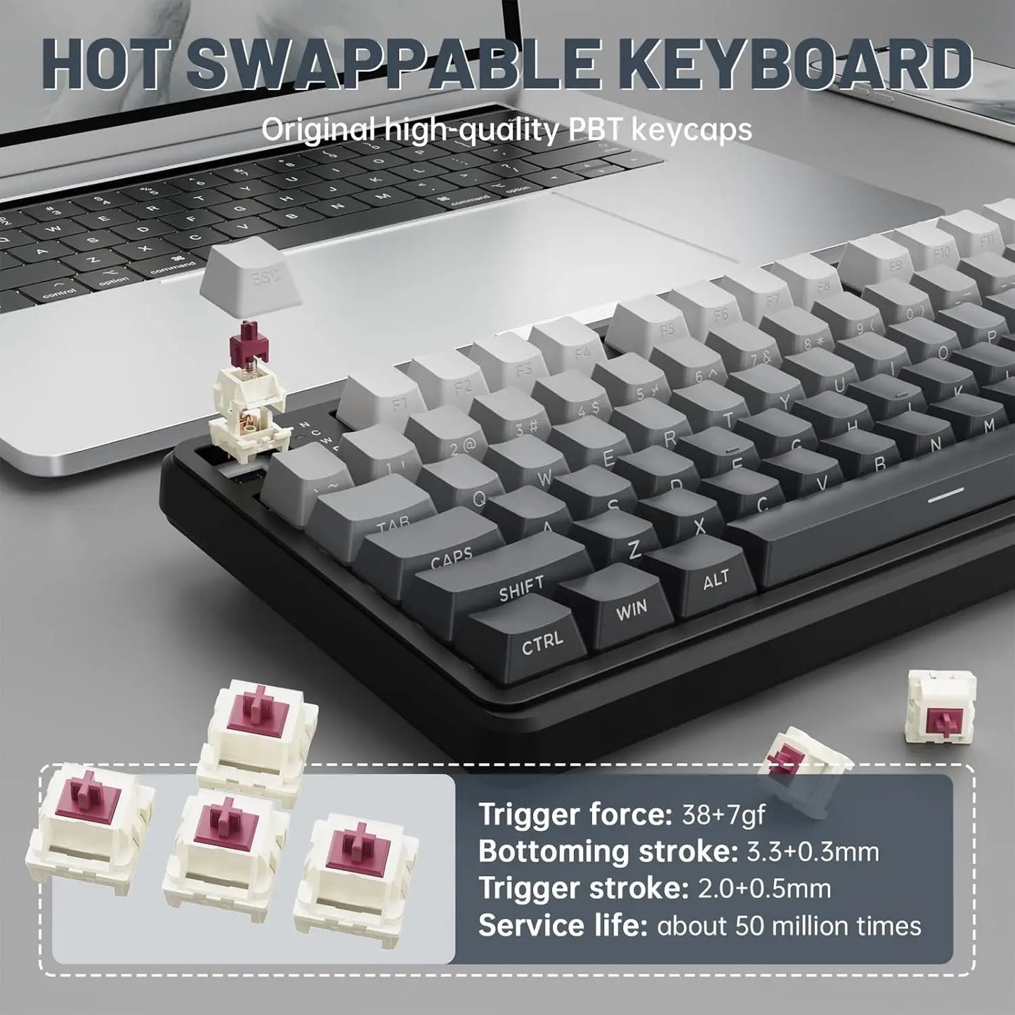 ATTACK SHARK X98 RGB Wireless Mechanical Keyboard,LED Smart Display&Knob, Hot Swappable,Pre-lubed Linear Switches