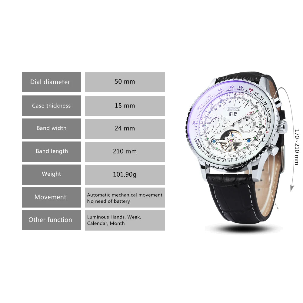 Jaragar Military Sports Automatic Watch for Men Multifunction Dial Tourbillon Skeleton Mechanical Watches Luxury Steel Band Glow