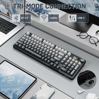ATTACK SHARK X98 RGB Wireless Mechanical Keyboard,LED Smart Display&Knob, Hot Swappable,Pre-lubed Linear Switches