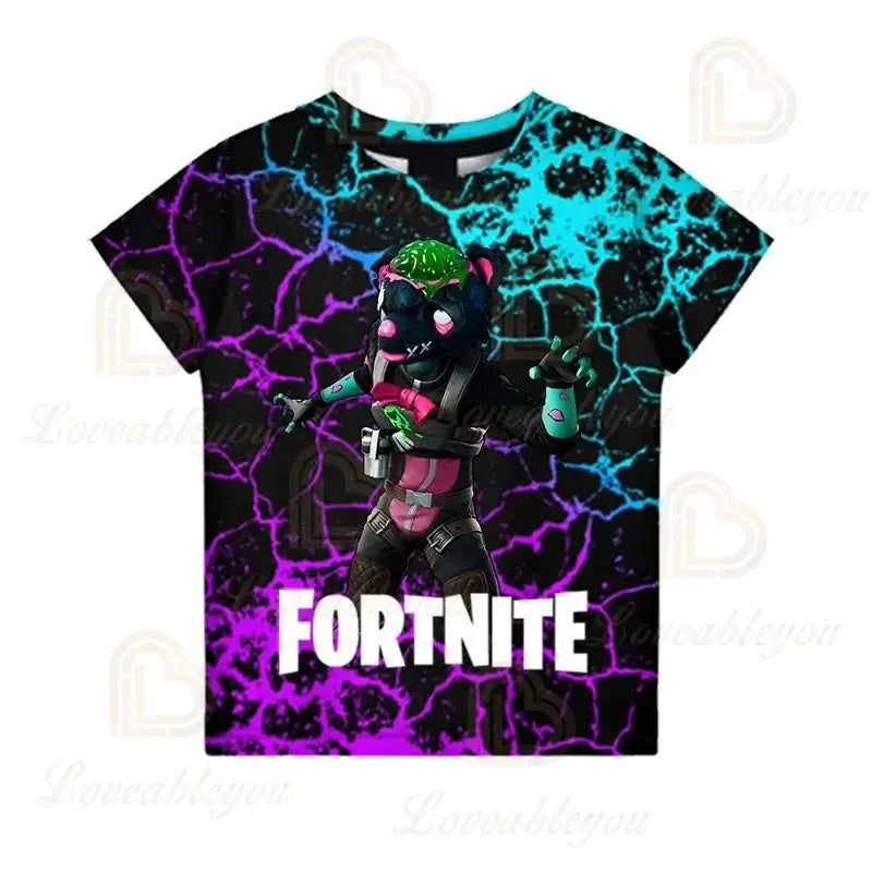 Fortnite Boys T-shirt Kids Tops Summer Children Clothes 3D Funny Battle Royale Game Graphics T-Shirt Toddler Girls Top Tee