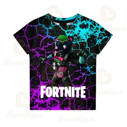 Fortnite Boys T-shirt Kids Tops Summer Children Clothes 3D Funny Battle Royale Game Graphics T-Shirt Toddler Girls Top Tee