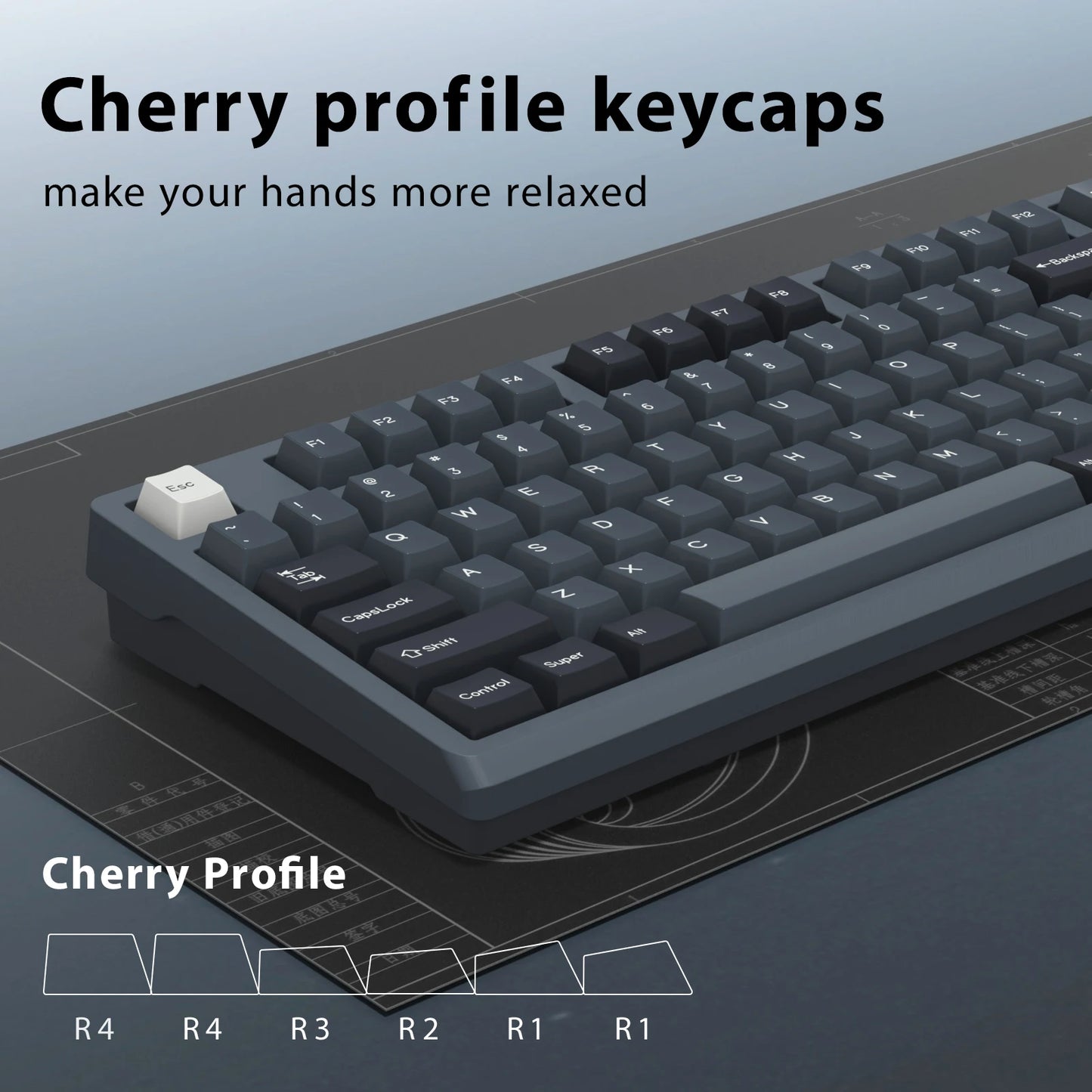 KBDiy 174 Tasten/Set PBT GMK Apollo Tastenkappen, Double-Shot, minimalistisches ISO-Cherry-Profil, für mechanische Gaming-Tastaturen, Tastenkappen für MX