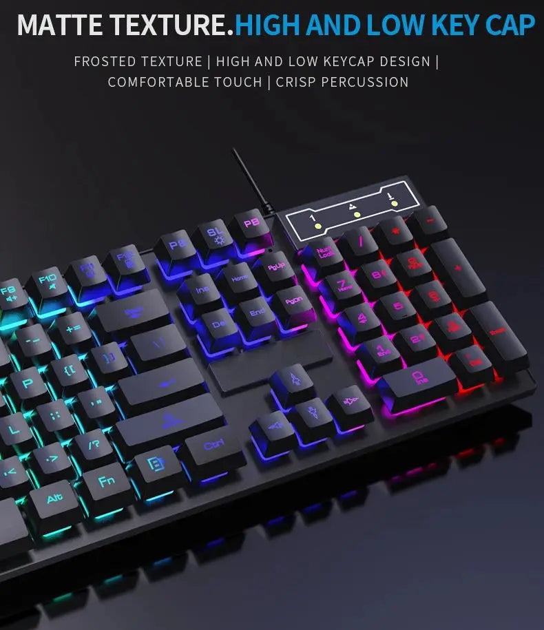 104 Keys Wired Keyboard with RGB Backlit Breathing Light Gaming Ergonomic Keyboard and Mouse Set for Computer Laptop Gamer Office