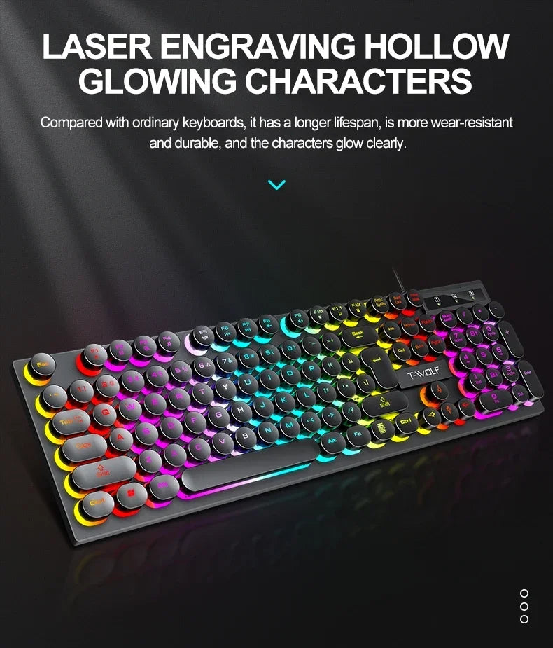 2026NEW RGB Gaming Mechanical Keyboard USB Wired 104 Keys Keyboard Backlit Black Red Blue Light for Computer Laptop Pro Keyboard