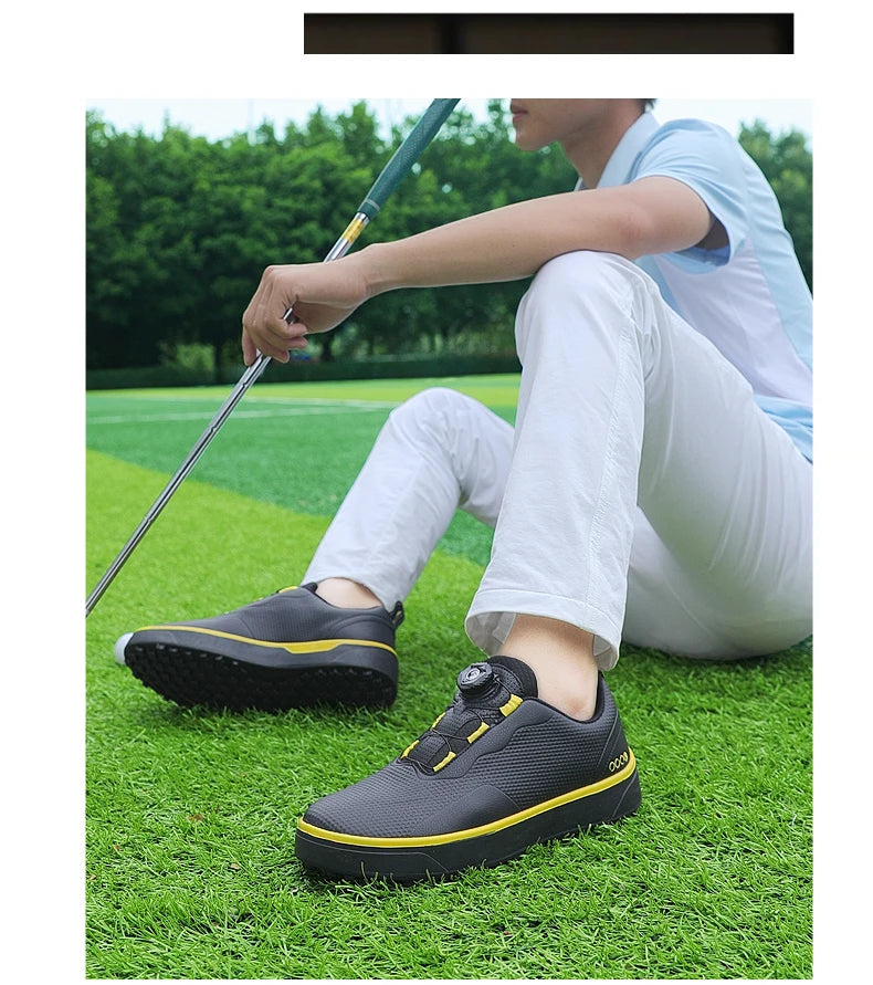 Couple Golf Shoes Men's White Waterproof Rotating Buckle Fitness Spikeless Non-slip Golf Golfer Training Golf Sneakers Women