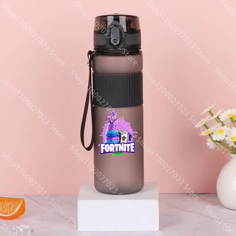 550ML Cartoon Fortnite Adult Sport Water Bottle, Motivational Leak-Proof Portable Reusable Plastic Cup, Large Capacity Water Cup