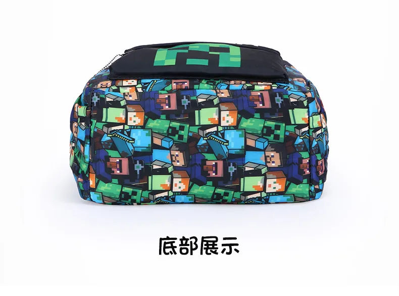 In Stock Minecraft Backpack Graffiti Print Lightweight School Backpack Casual Daily Travel Bag For Male Young Men Outdoor Use
