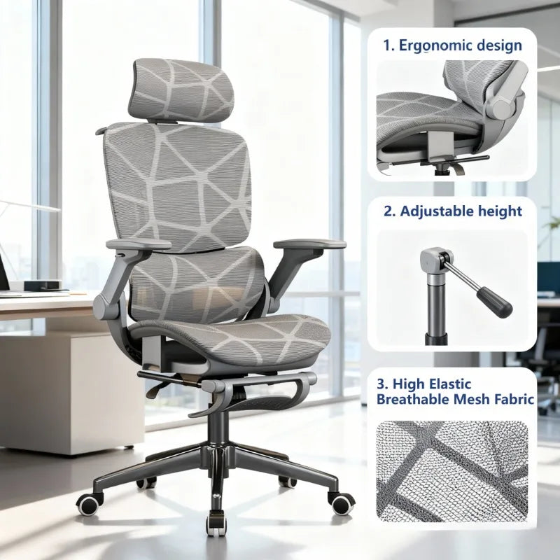 Air Titan kontor- og gamingstol i fuld mesh med ergonomisk lændestøtte i tre zoner til computer- og skrivebordsbrug for studerende, med ventilerende design