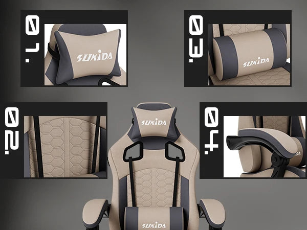 SUKIDA Ergonomic Racing Gaming Chair Adjustable Swivel with Headrest and Lumbar Support for Office and Gaming
