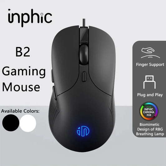 Mouse cu fir USB INPHIC B2, silențios, pentru birou și gaming, pentru PC și laptopuri