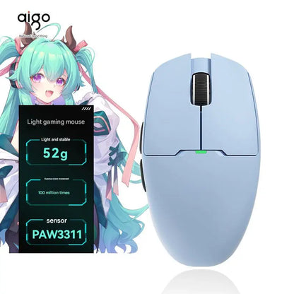 Aigo GM80 PLUS PRO bezdrátová myš Bluetooth PAW3311/PAW3395, lehká 1000HZ kabelová herní e-sportovní myš se třemi režimy, dárek