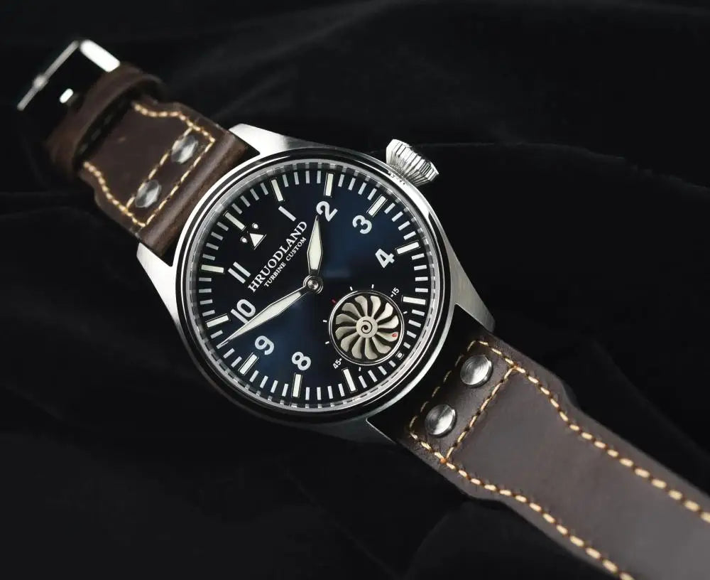 Hruodland 2025 New Men's Mechanical Watch Seagull ST3620 Retro Pilot 43MM BGW-9 Luminous Sapphire Crystal Turbine Watch