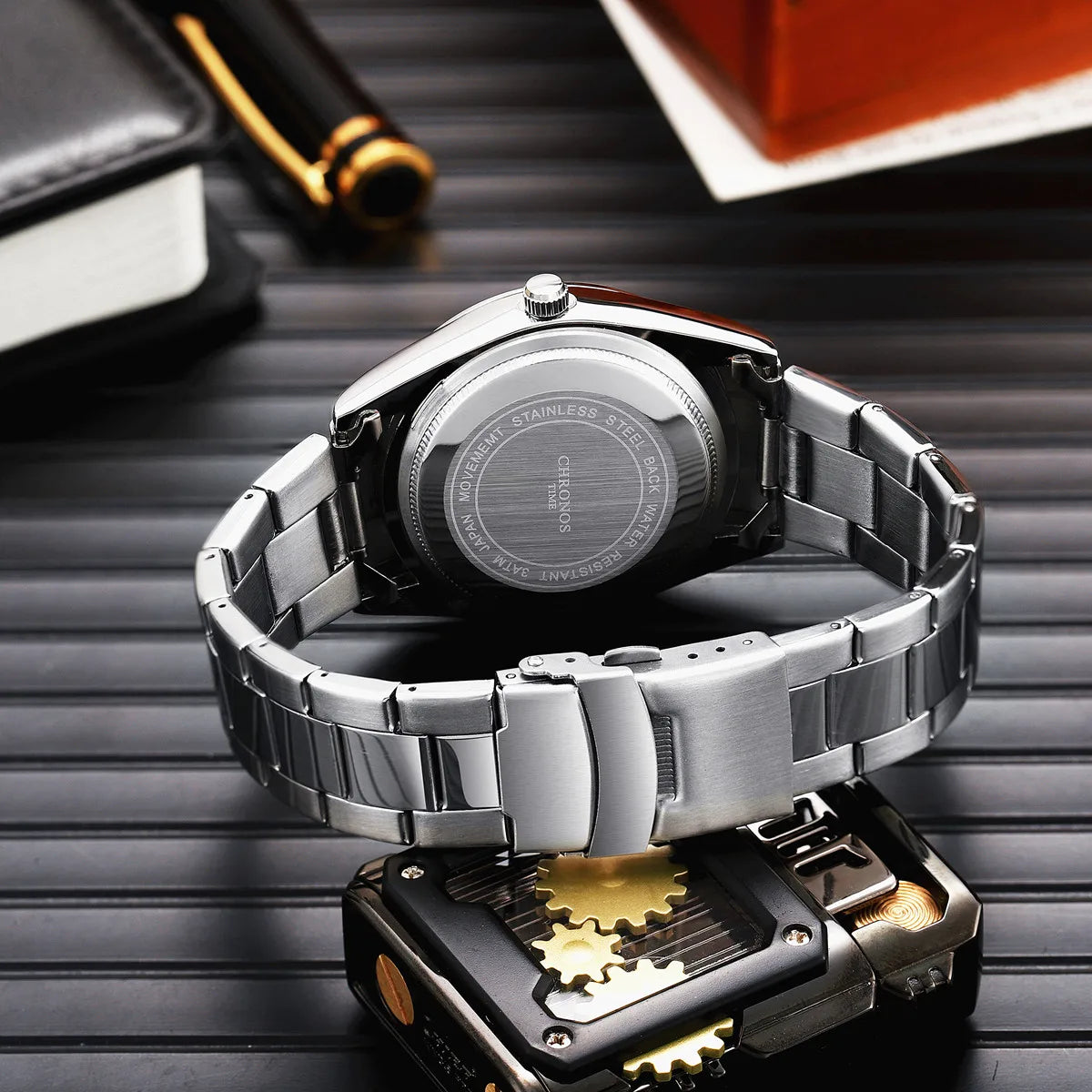 CHRONOS Luxury Quartz Watch for Men Waterproof Date Luminous Wristwatch Stainless Steel Men's Watches Male Clock Sports Reloj