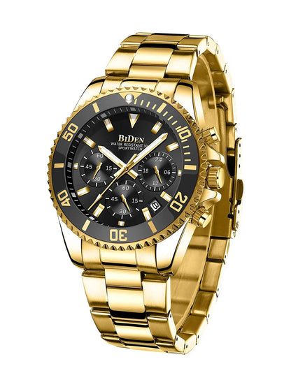 BIDEN Multi-functional men's quartz watch luxury waterproof night light business style diving series casual fashion watch
