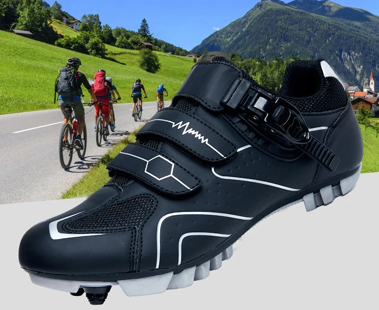 Pantofi de mountain bike pentru bărbați, pantofi de ciclism cu cataramă rapidă, compatibili cu pedalele cu sistem SPD, pentru interior și exterior, pantofi MTB pentru femei