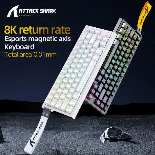 X68HE ATTACK SHARK Magnetic Gaming Keyboard Mechanical Wired for Pro Gaming 0.01mm Rapid Trigger 8000Hz SOCD/Rs 0.125ms 128K Rate