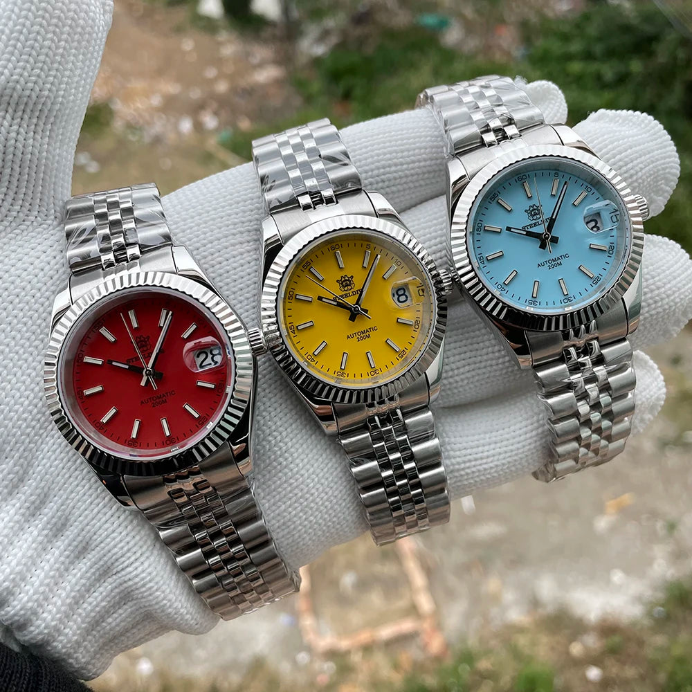 STEELDIVE Turquoise SD1933 Water Ghost Watch 200m Waterproof Sapphire Date NH35 Automatic Mechanical Watch with Bracelet